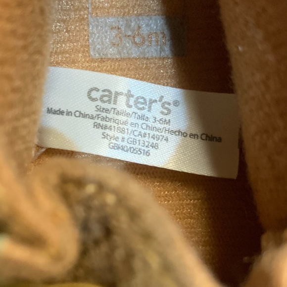 CARTER'S MOCCASIN BOOTIES INFANT SIZE 3-6 MONTHS - Picture 7 of 9